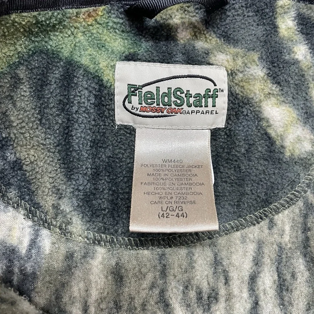 Fieldstaff By Mossy Oak Sleeve Full Zip Jacket Men Sz L Outdoor Hunting Camo